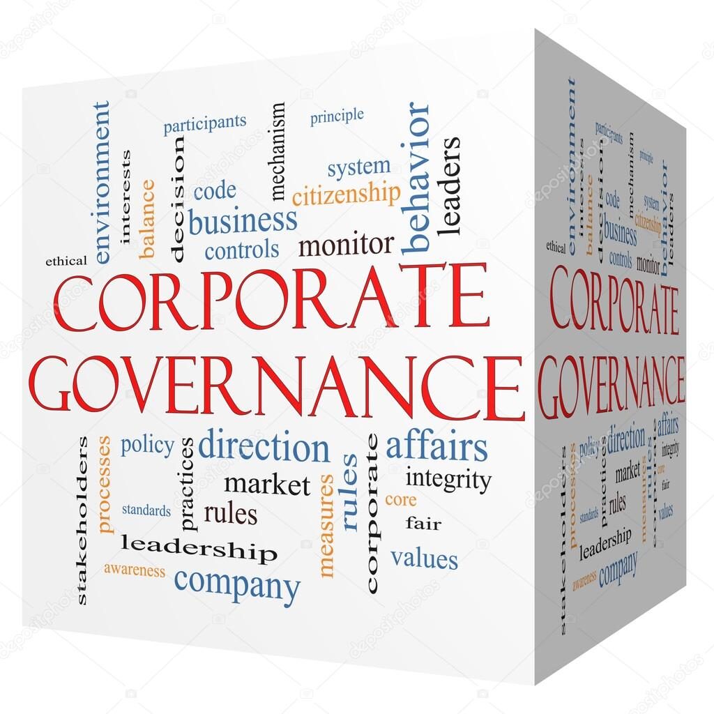 corporate governance 3d cube word